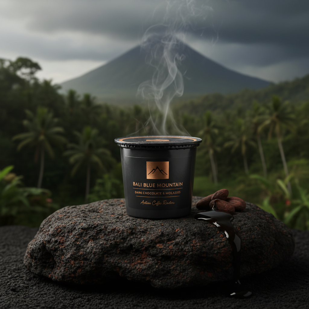 Bali Blue Mountain Coffee K-Cups by Little Farm Town Coffees, showcasing premium coffee pods for Keurig machines.