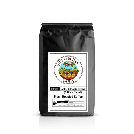 Little Farm Town Coffees Jack's 6 Magic Beans coffee K-Cups and pods, 6-bean blend in standard grind, for Keurig brewers.